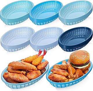 Set of 48 Blue Plastic Food Baskets for Snacks and Sandwiches