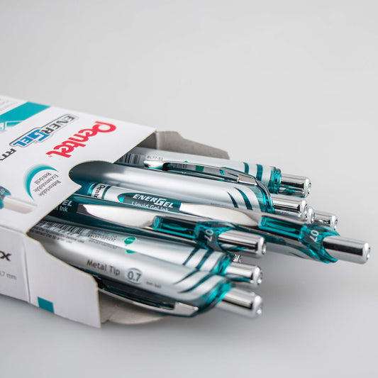 12 Turquoise Blue Gel Pens with Metal Tips