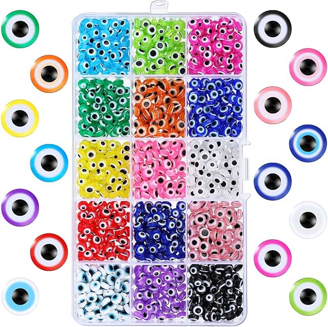 1050 Pieces Evil Eye Beads for Jewelry Making