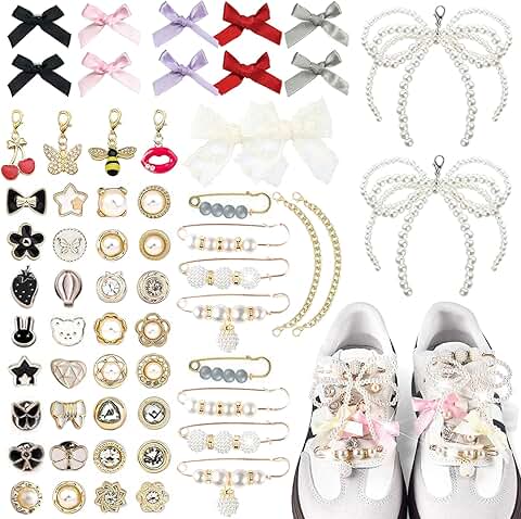 60-Piece Shoe Charms with Pearls and Rhinestones