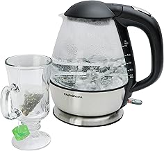 Cordless Electric Glass Kettle, 1.5L, Stainless Steel