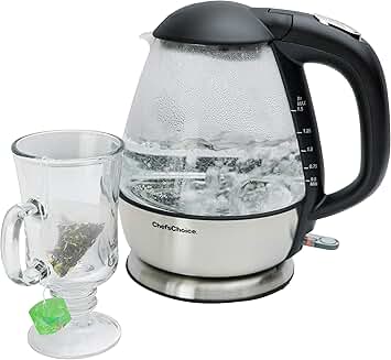 Cordless Electric Glass Kettle, 1.5L, Stainless Steel