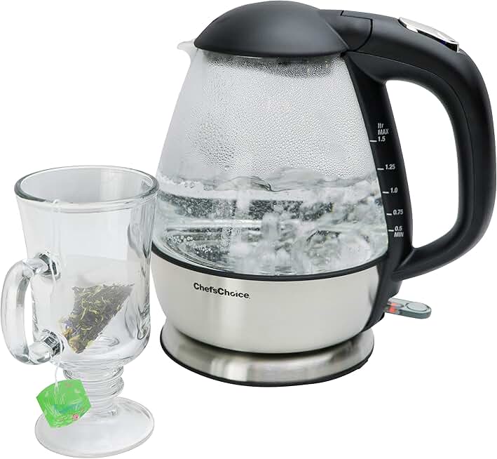 Cordless Electric Glass Kettle, 1.5L, Stainless Steel