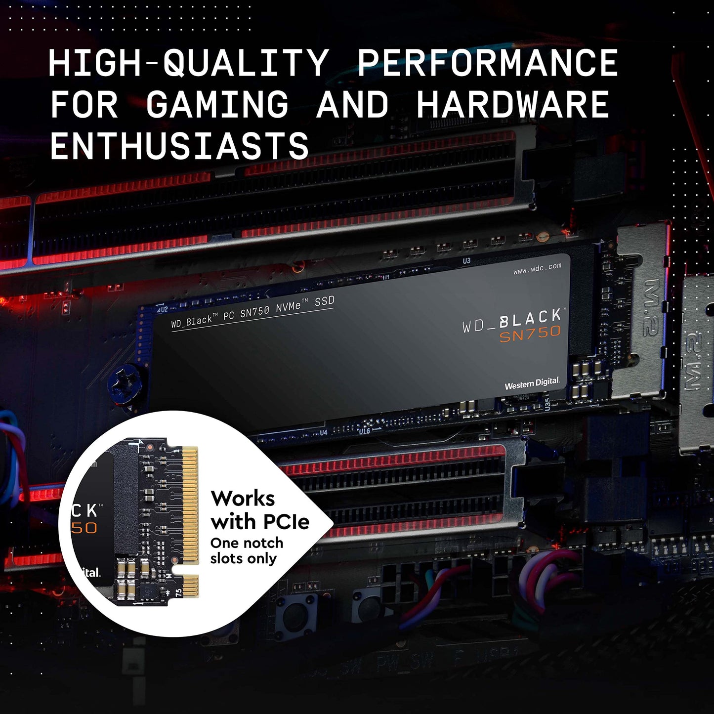 1TB SN750 NVMe Internal Gaming SSD Solid State Drive - Gen3 PCIe, M.2 2280, 3D NAND, Up to 3,470 MB/s - WDS100T3X0C