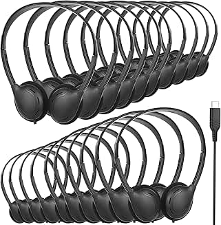 Bulk Type C Wired Headphones for Kids, 20 Pack
