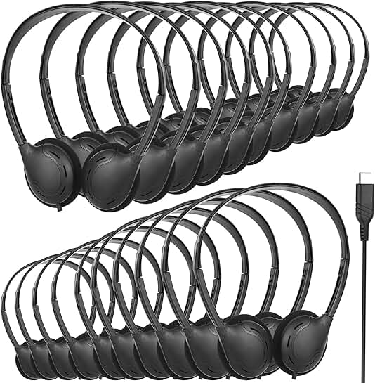 Bulk Type C Wired Headphones for Kids, 20 Pack