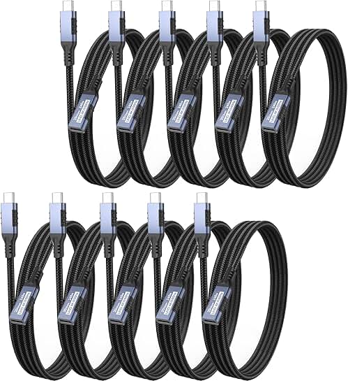 3ft USB C Extender Cable 10-Pack for Fast Data and Charging