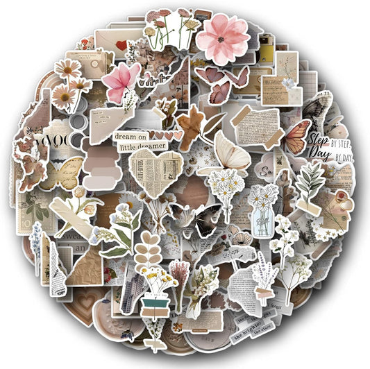 120 Pack Vintage Nature Ephemera Stickers for Water Bottles and More