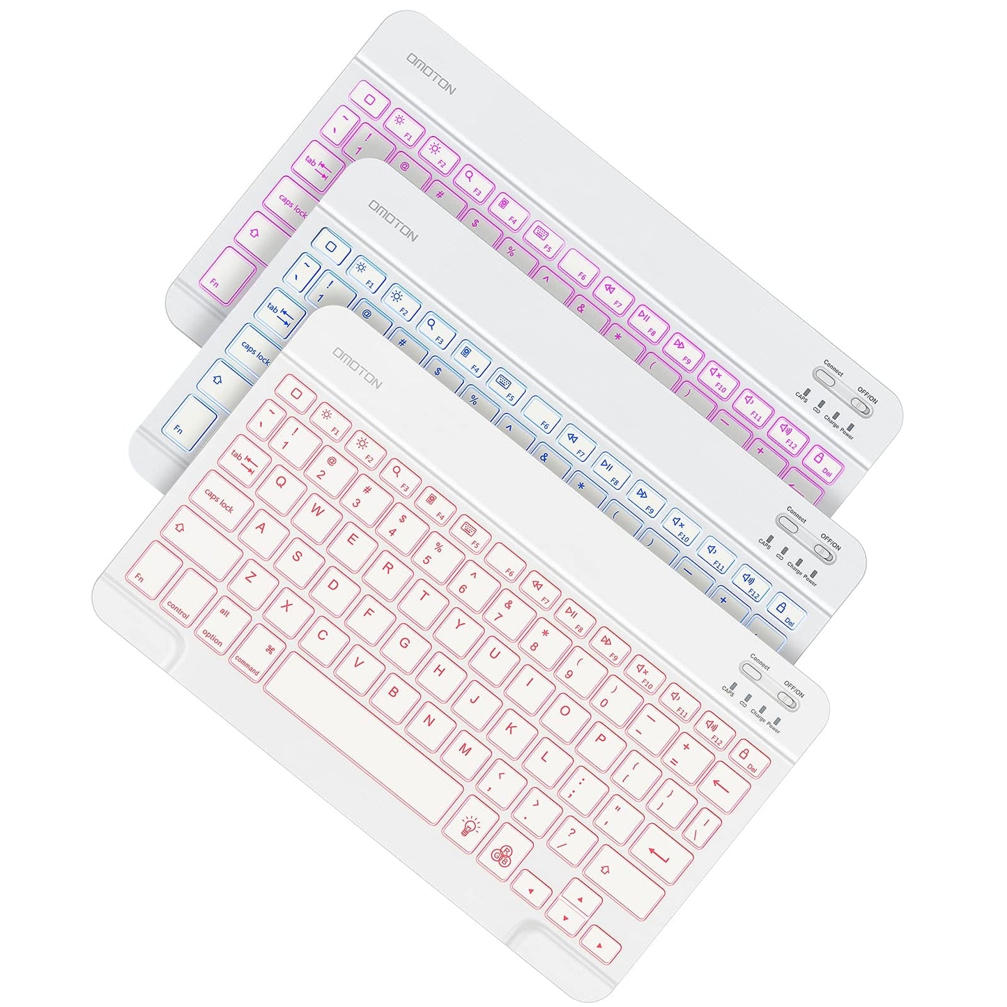Bluetooth Keyboard, Wireless Rechargeable Keyboard for iPad, iPad Pro, iPad Mini, iPad Air with Illuminated LED (White)