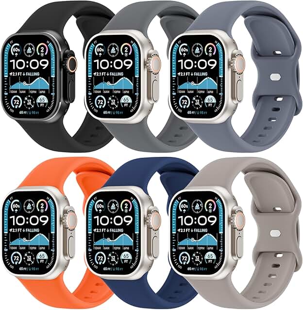 Six Soft Silicone Sport Bands for Apple Watch