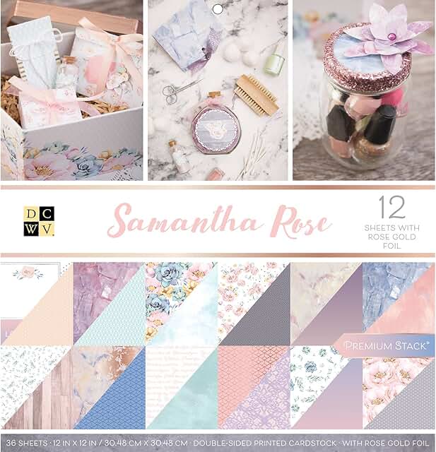Printed 12x12 Scrapbook Paper, 36 Sheets with Foil Accents