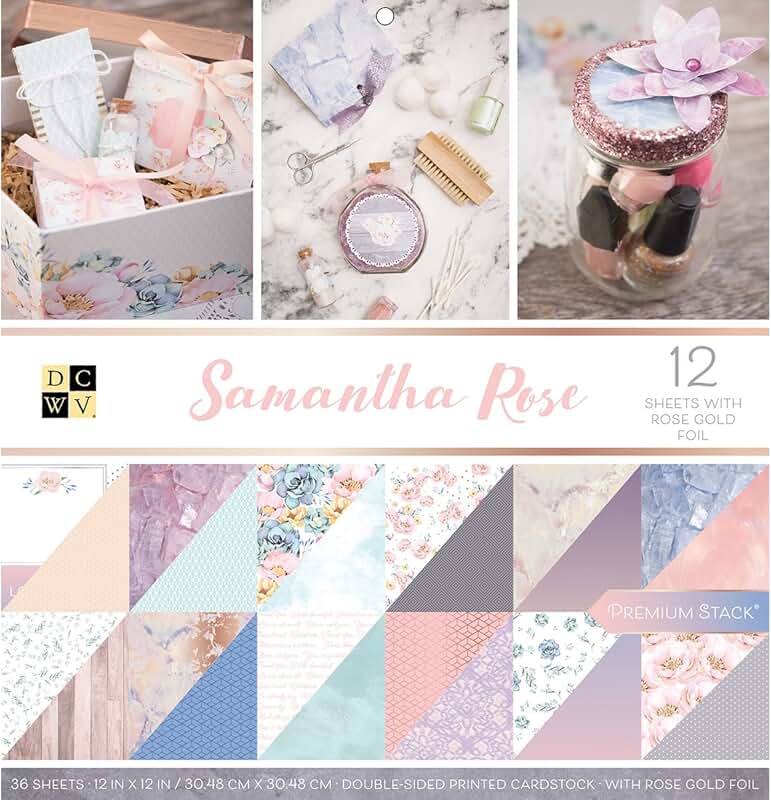 Printed 12x12 Scrapbook Paper, 36 Sheets with Foil Accents