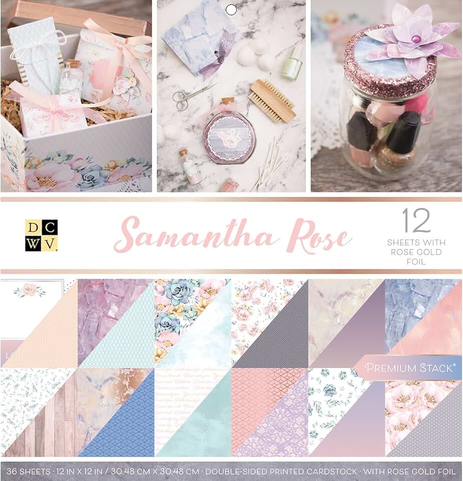 Printed 12x12 Scrapbook Paper, 36 Sheets with Foil Accents