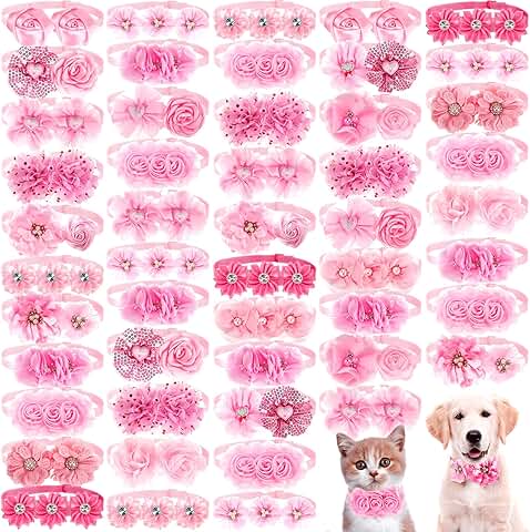 50 Pcs Dog and Cat Bow Ties for Small and Medium Pets