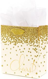 Small 6-inch Gold Glitter Gift Bag with Tissue Paper