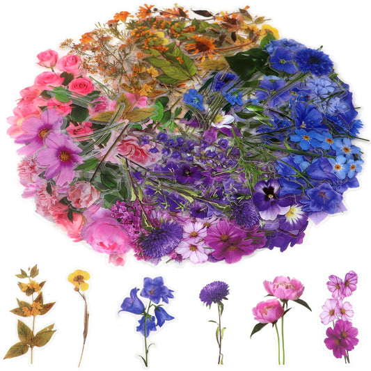 Flower-themed resin sticker set with 160 pieces