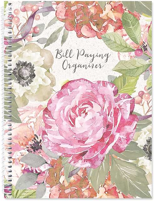 Large Pale Peony Bill Organizer with Pockets and Labels