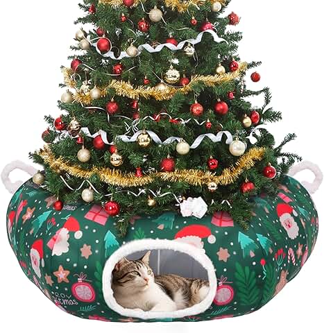Soft Christmas Tree Cat Tunnel with Cushion and Toys