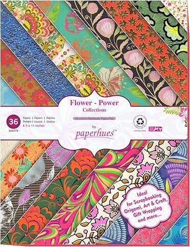 Flower Power Handmade Scrapbook Paper, 8.5x11", 36 Sheets