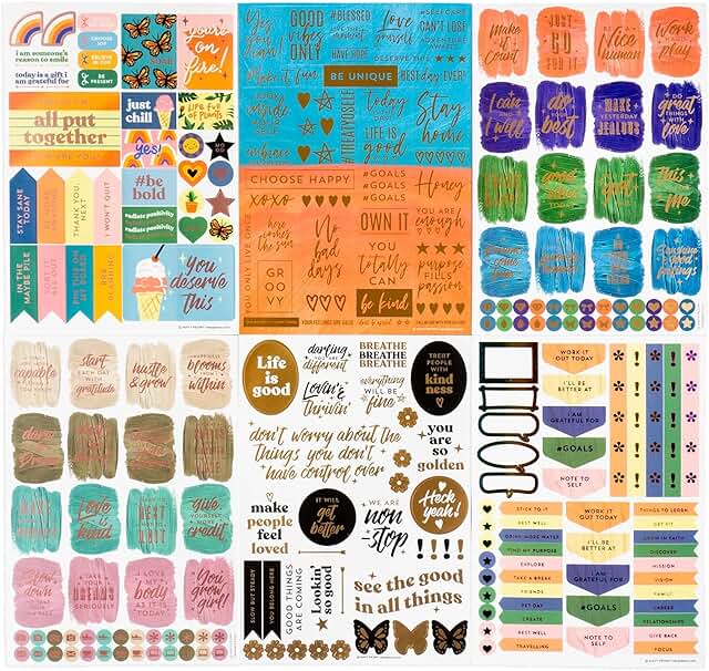 Navy Peony Motivational Vision Board Stickers, 270 pcs