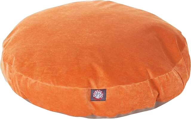 Small round orange dog bed