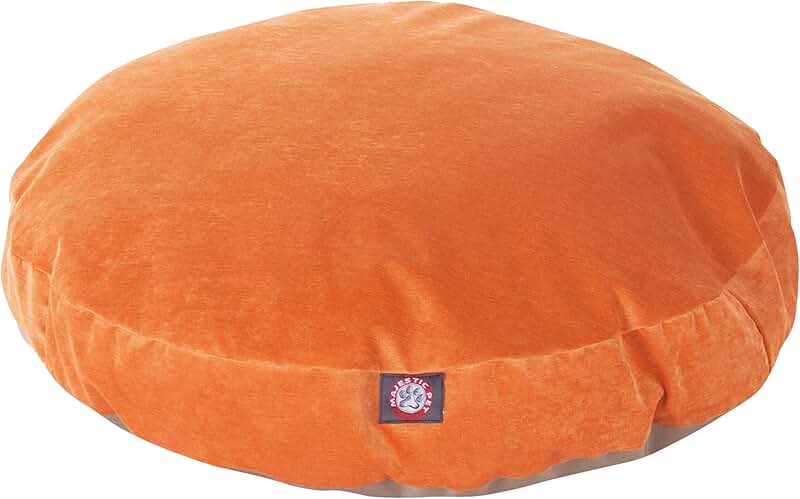 Small round orange dog bed