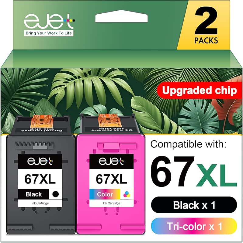 Black and color ink cartridge pack for printers