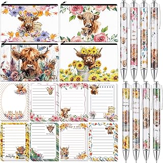 20-Piece Highland Cow Gift Set with Sticky Notes and Pens