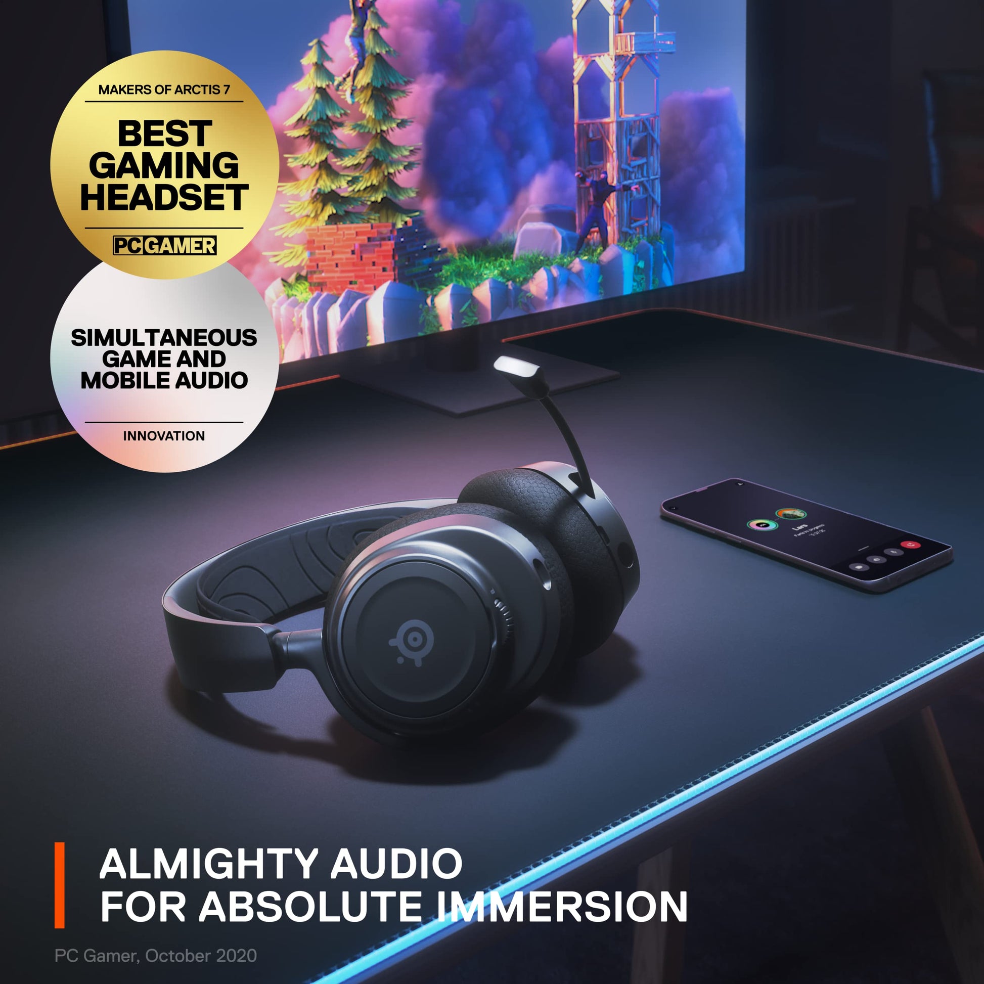 New Arctis Nova 7 Wireless Multi-Platform Gaming Headset - Simultaneous Wireless 2.4GHz & Bluetooth - Comfort Design - Fast Charging 38Hr Battery - PC, PS, Switch, Mobile