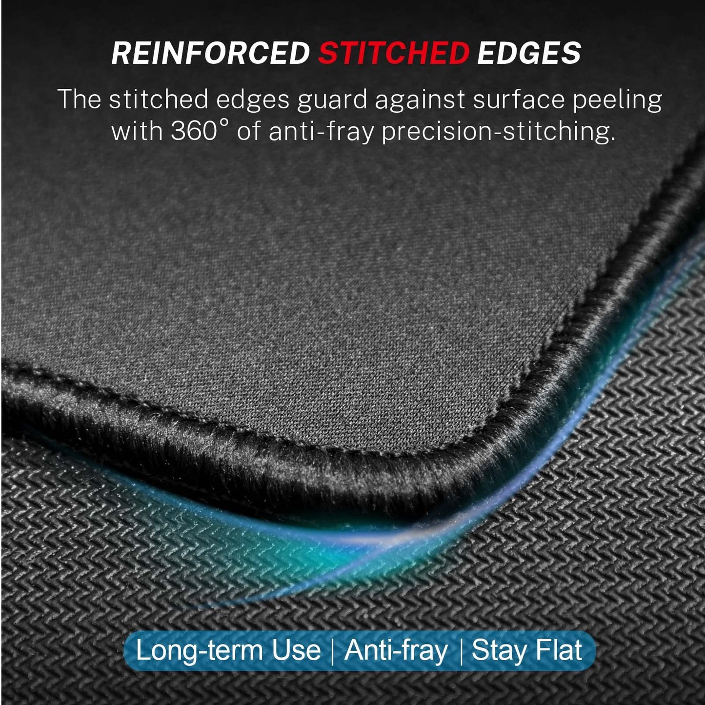 Mouse Pad [30% Larger] with Non-Slip Rubber Base, Premium-Textured & Waterproof Computer Mousepad with Stitched Edges, Mouse Pads for Computers, Laptop, Gaming, Office & Home, 8.5 x 11 in, Black