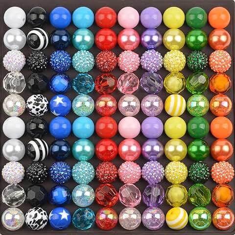 Set of 100 Multicolor 20mm Bubblegum Beads