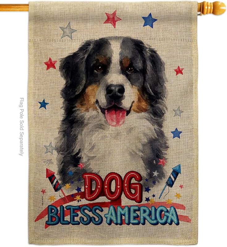 Patriotic Bernese Mountain Dog Flag for Garden or Yard