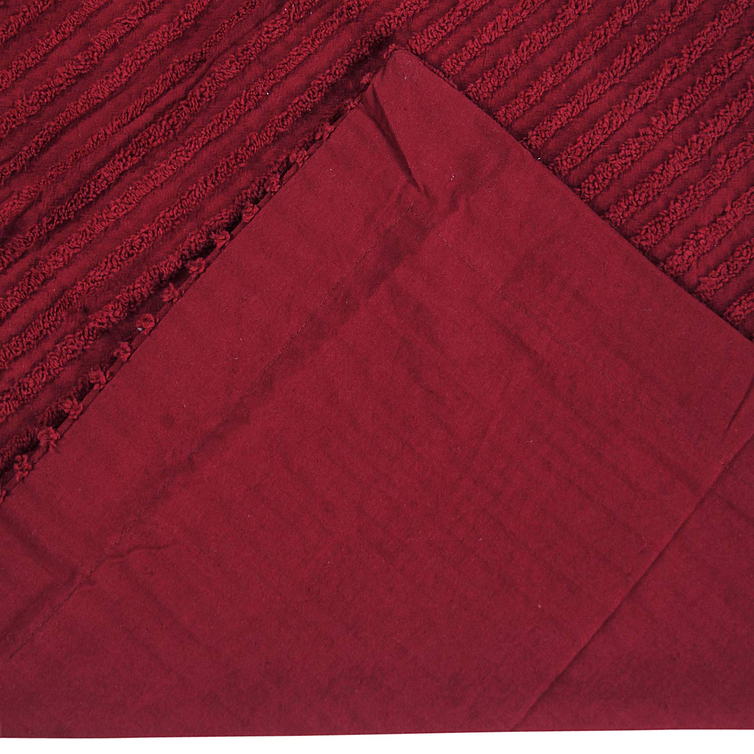 Jullian is Super Soft and Light Weight in Bold Stripes Design 100% Cotton Tufted Unique Luxurious Machine Washable Tumble Dry, King Sham, Burgundy