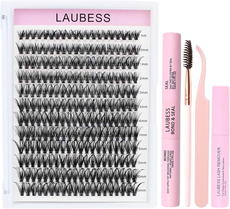40D Lash Extension Kit with Bond, Seal, Remover, Tweezers, Brush