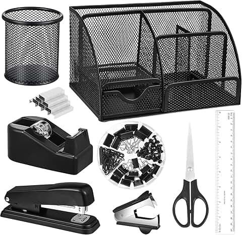 Black Desk Organizer and Accessories Kit