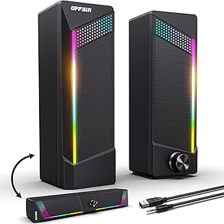 2-in-1 RGB Computer Gaming Speakers with Touch Lighting