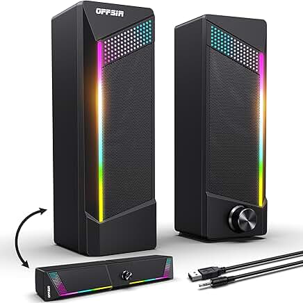 2-in-1 RGB Computer Gaming Speakers with Touch Lighting