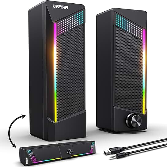 2-in-1 RGB Computer Gaming Speakers with Touch Lighting