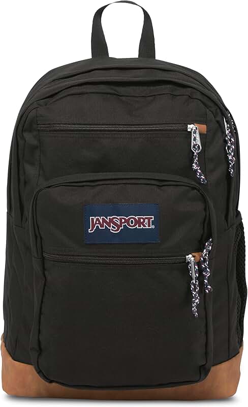 Large black backpack with laptop sleeve and ergonomic straps