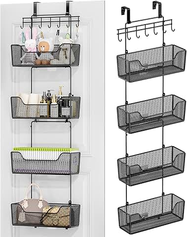 Over the Door Organizer with 4 Baskets and Adjustable Hook