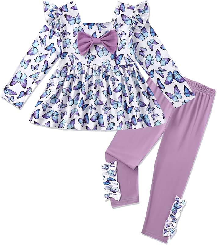 Toddler Girl Long Sleeve Ruffle Top and Pants