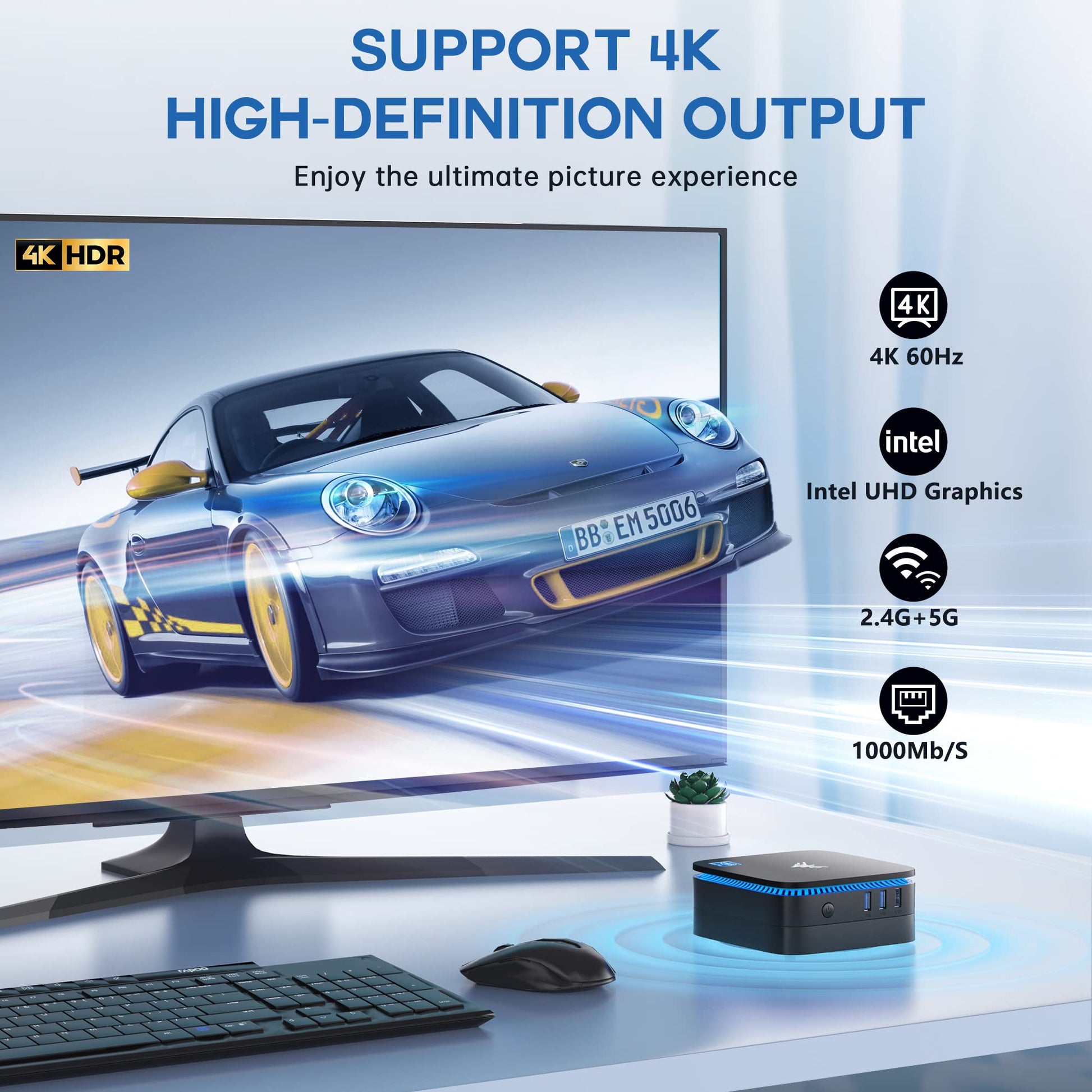 AK1 Pro Mini PC, Intel 11th Gen N5105(up to 2.9GHz) Mini Desktop Computers Windows 11 Pro, 8GB RAM/256GB M.2 SSD Micro Computer Tower Support 4K UHD, Dual Wi-Fi, BT 4.2 for Business Home Office