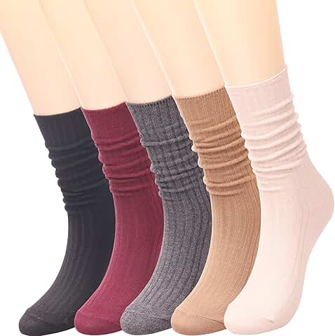 Vintage Thick Knit Wool Slouch Socks for Women, Size 5-10