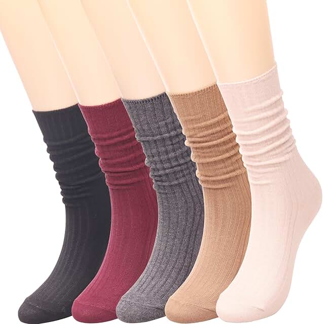 Vintage Thick Knit Wool Slouch Socks for Women, Size 5-10