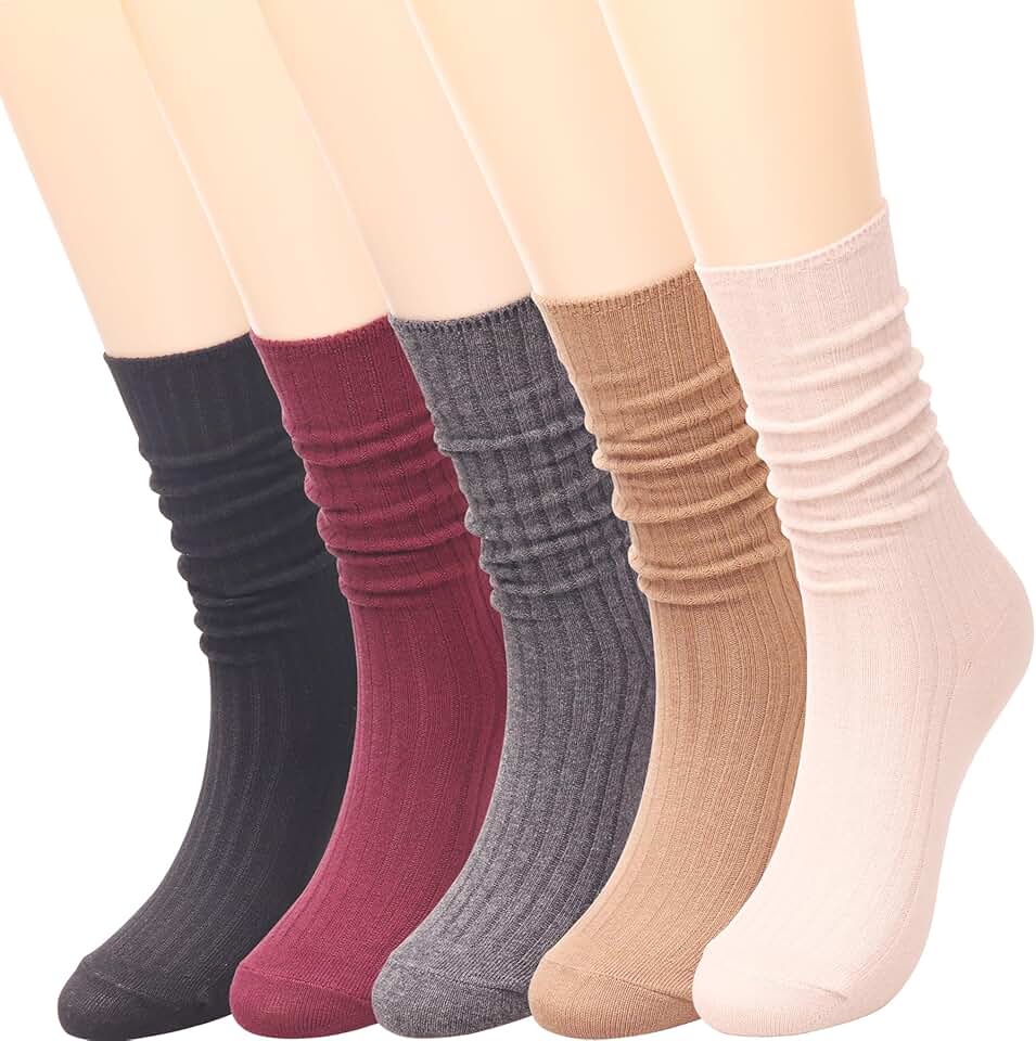 Vintage Thick Knit Wool Slouch Socks for Women, Size 5-10