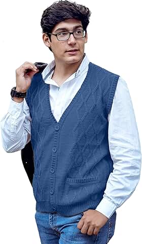 Men's Alpaca Wool Argyle V-Neck Cardigan Vest