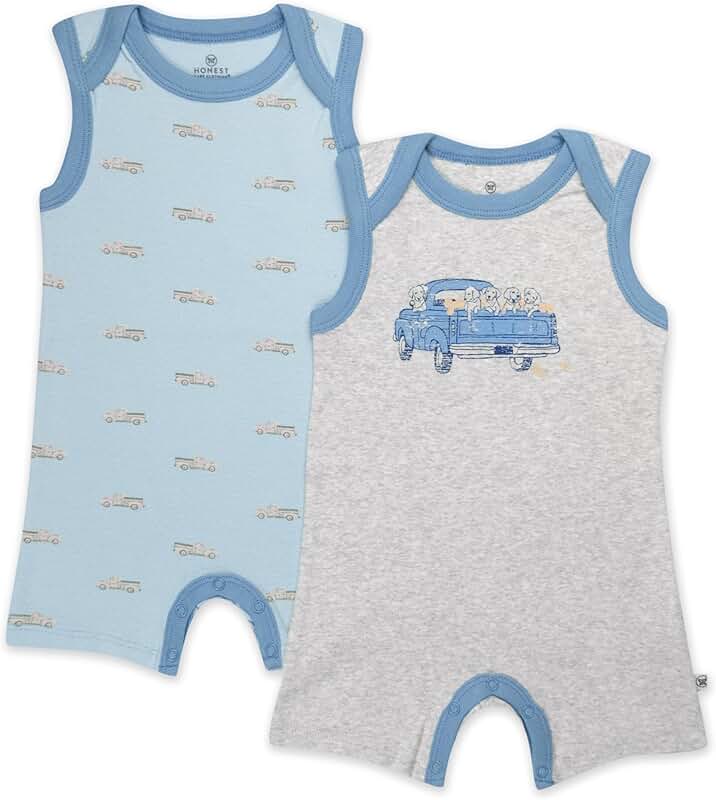 Baby Boys' Organic Cotton Sleeveless Romper Pack