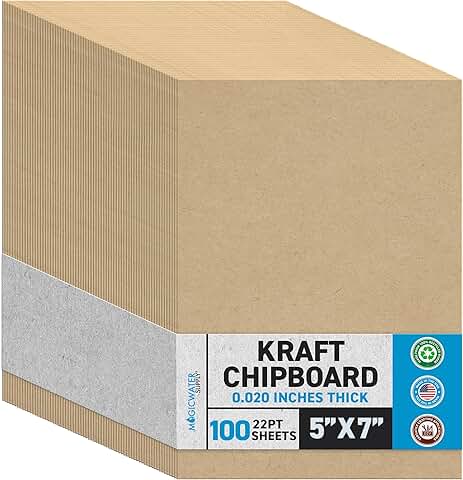 5x7 Inch Heavy Duty Kraft Chipboard Sheets, 100 Pack