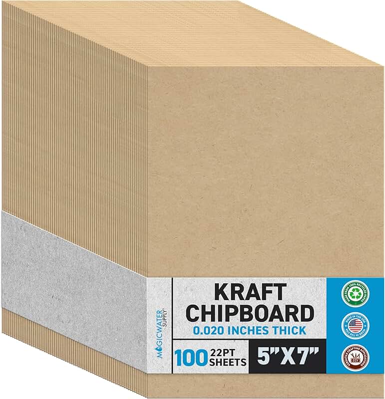 5x7 Inch Heavy Duty Kraft Chipboard Sheets, 100 Pack