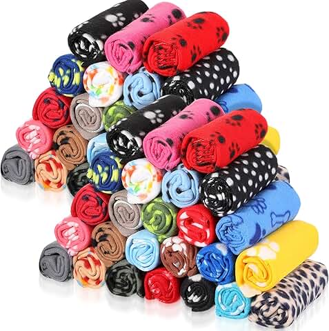 Bulk Pack of 50 Small Soft Fleece Puppy and Pet Blankets